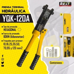 PRENSA TERMINAL HIDRAUL. 10,16,25,35,50,70,95,120MM2 FUERZA PREN.12TL AMARILLO