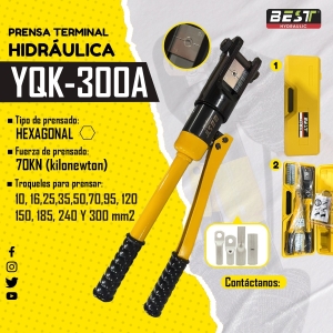 PRENSA TERMINAL HIDRAUL. 10,16,25,35,50,70,95,120,150,185,240 Y 300MM2 FUERZA PREN.16TL AMARILLO